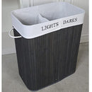 Laundry Hamper Bamboo Clothes Basket, Lid, Handles, Removable Liner Bag - Brand New