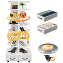 RUNSUNSPRI 8 TIER ROTATING SHOE RACK TOWER WHITE - Like New