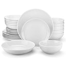 MALACASA 24-Piece Porcelain Dinnerware Set, White Round Dish Set for 6 - Brand New
