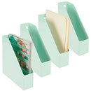 mDesign Plastic Slim Vertical File Folder Storage Organizer Bin, 4 Pack - Mint - Brand New