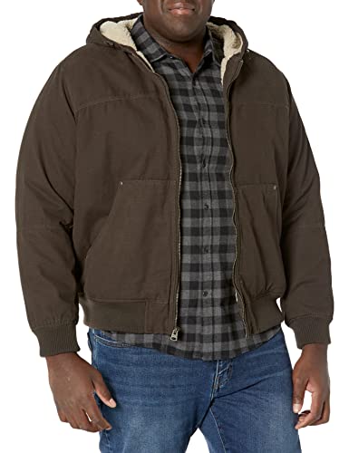 LEVI'S MENS WORKWEAR COTTON CANVAS HOODED BOMBER XLT - DARK BROWN - Brand New