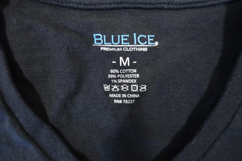 BLUE ICE MEDIUM STRETCH VNECK TSHIRT MENS - BLACK - Brand New
