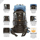 TETON SPORTS OUTFITTER 4600 ULTRALIGHT BACKPACK HIKING, CAMPING, 75L - BLUE - Brand New