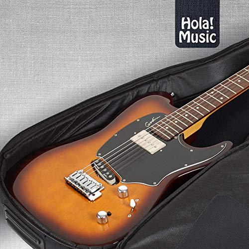 HOLA! MUSIC ELECTRIC GUITAR GIG BAG, DELUXE SERIES 15MM PADDING - BLACK WHITE - Like New