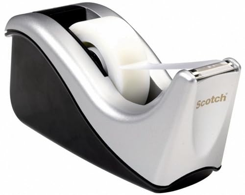 SCOTCH DESKTOP TAPE DISPENSER, SILVERTECH TWO-TONE, C60-ST - BLACK/SILVER - Like New