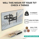 WALI FULL MOTION TV WALL MOUNT FOR 32–70 INCH TVS - BLACK - Like New