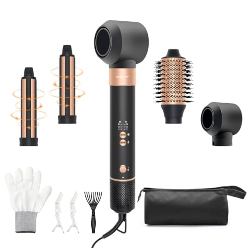 USBELFF HAIR STYLER HAIR DRYER BRUSH 110,000 RPM HB-801 - BLACK/GOLD - Like New