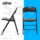 Oline Folding Chair, Indoor Outdoor Plastic, Stackable, Folding, 350lb -Black - Like New
