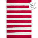 Fab Habitat Machine Washable Area Rug, Woven, Stripes, 3 x 5 ft - Red/White - Brand New