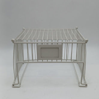 GENERIC STACKABLE WIRE BASKET WITH LABEL HOLDERS LENGTH 11 X 10 X 7 - WHITE - Like New