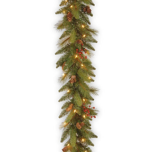 NATIONAL TREE COMPANY 6' NEEDLE PINE CONE GARLAND WITH CLEAR LIGHTS, DC3-178L-6B - Like New