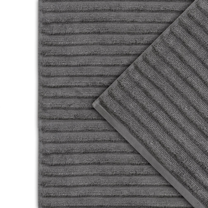 BIBB HOME 4 PACK RIBBED EGYPTIAN COTTON BATH TOWEL SET 27X54 - CHARCOAL GRAY - Brand New