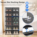 FKPRORJV LARGE SHOE STORAGE BOXES ORGANIZERS PLASTIC STACKABLE 12 PACK - BLACK - Like New