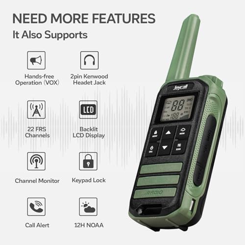 JOYCALL WALKIE TALKIES LONG RANGE WEATHER ALERT PORTABLE WALKIE TALKIES - GREEN - Like New