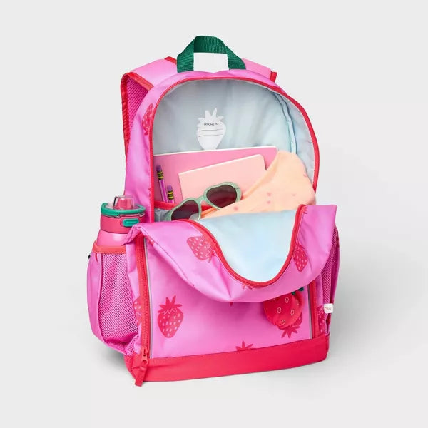 CAT & JACK KIDS' 17L 17' STRAWBERRY CLASSIC BACKPACK - PINK - Like New