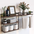 RICHER HOUSE 3+1 Tier Wall Mounted Floating Shelves Set of 2 - Rustic Wood - Like New