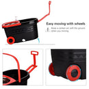 B0BXKGP61L Spin Mop and Bucket with Wringer Set on Wheels, Black/Red - Brand New