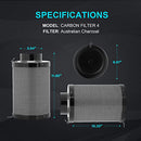 iPower 4" Air Carbon Filter Odor Control Australia Virgin Premium Charcoal Black - Like New