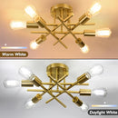 TOBUSA 6-Light Gold Semi Flush Mount Light Fixture, Modern Industrial Brushed - Like New