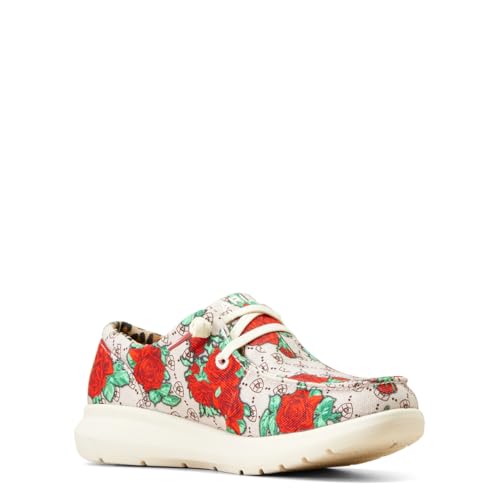 ARIAT WOMEN'S HILO LOAFER - SIZE 7.5 - ROSE LOGO PRINT - Like New