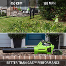 GREENWORKS 40V CORDLESS AXIAL LEAF BLOWER 4.0AH BATTERY/CHARGER - GREEN - Like New