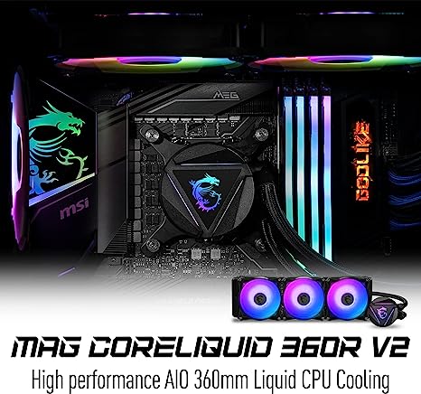 MSI MAG CORELIQUID 360R V2 ARGB CPU LIQUID COOLER CL360RV2 - BLACK - Brand New