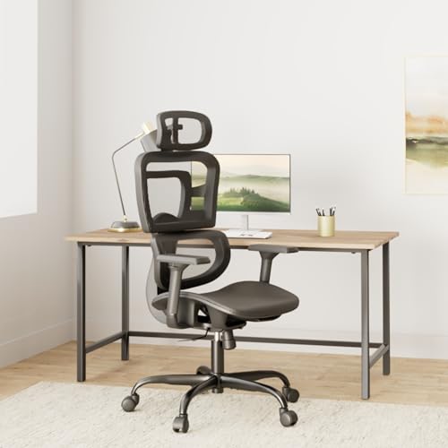 KERDOM ERGONOMIC OFFICE BREATHABLE MESH DESK GAMING CHAIR - BLACK - Like New