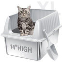 JECOO STAINLESS STEEL CAT LITTER BOX XL WITH LID LY SELECT - LIGHT GRAY - Like New