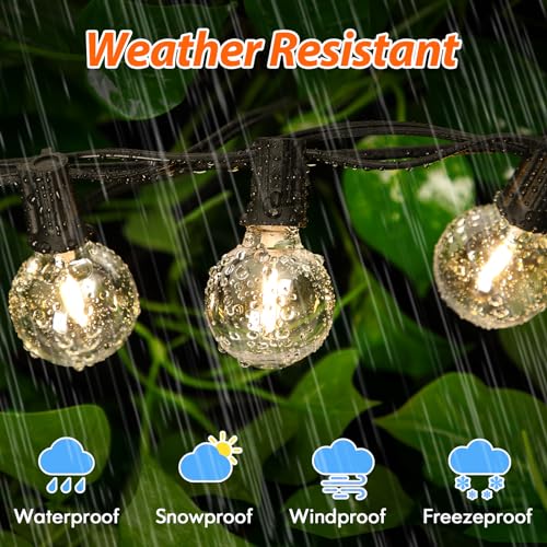 HANDWELL 100FT OUTDOOR G40 LED GLOBE STRING LIGHTS, BW PARTY, HW-CMPC-O50XA-BLK - Like New