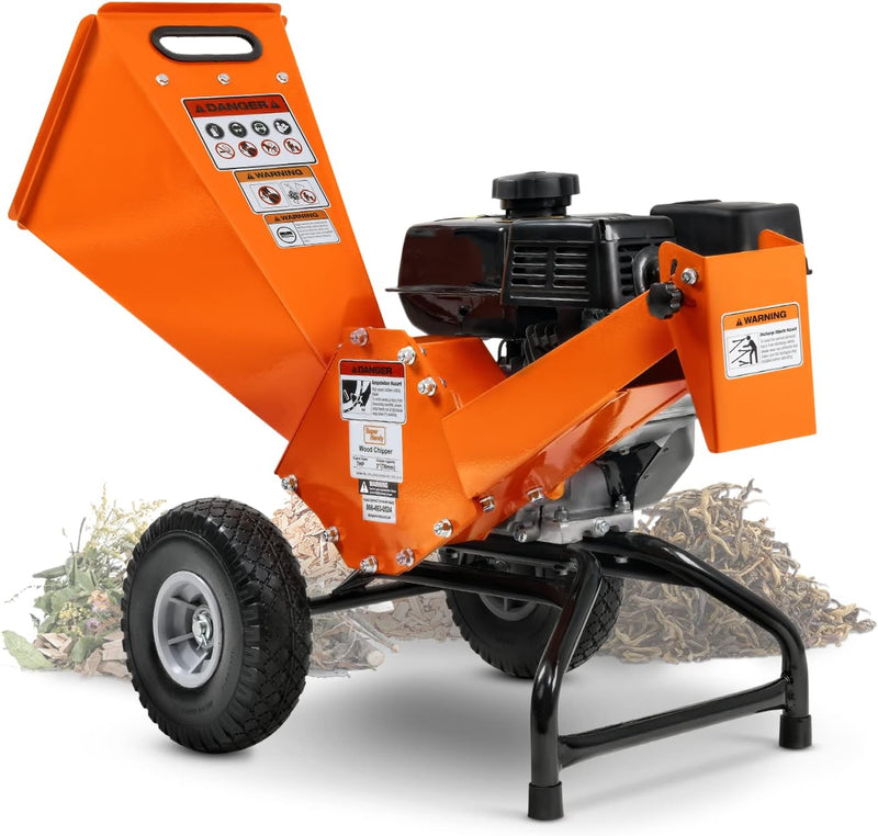 SuperHandy Wood Chipper Shredder Mulcher 7HP, 3" Capacity GUO074 - Orange, Black - Like New