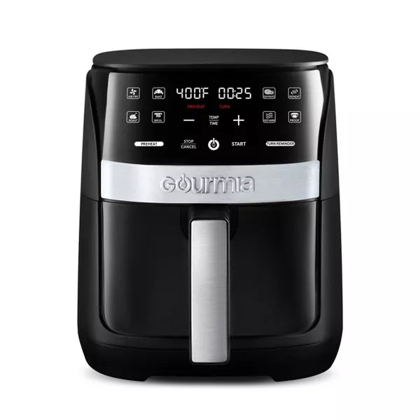 GOURMIA 3QT DIGITAL WINDOW AIR FRYER 8 PRESETS GUIDED COOKING 1200W - BLACK - Like New