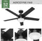 Hunter Fan Company 51314 Aerodyne Ceiling Fan, 52 - Matte Black - Like New