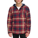 LEVI'S MEN'S PLAID SHERPA LINED HOODED SHIRT JACKET SIZE MEN L RED OMBRE - Like New