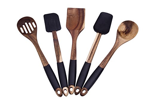 TOOKSA PREMIUM 5 PIECE ACACIA UTENSIL SET BLACK TKS-ACAUTENSIL-5P-BK - Like New