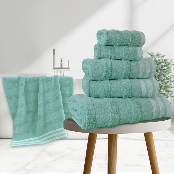 KATHY IRELAND 6-PIECE JACQUARD TOWEL SET - SAGE - Like New