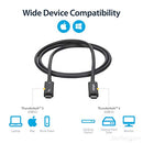 StarTech.com Active 40Gbps Thunderbolt 3 Cable 3.3ft/1m TBLT3MM1MA - Black - Like New