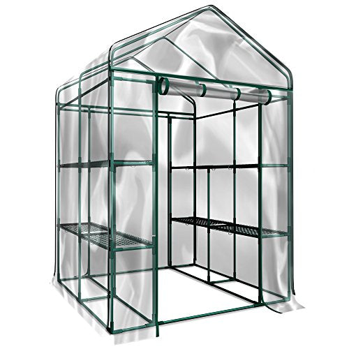 Greenhouse - Walk in Greenhouse with 8 Sturdy Shelves and PVC Cover - Brand New