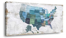 Zeydrt US Map Wall Decor Canvas Wall Art Brown Wood Background 20x40 Inches - Like New