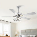 PARROT UNCLE 52" MODERN 3CCT INTEGRATED LED CEILING FAN LIGHT - CHROME/BROWN - Like New