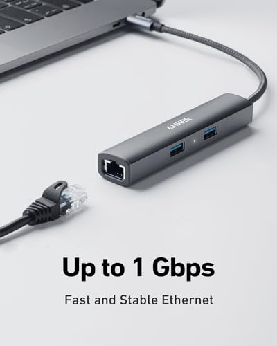 ANKER USB C HUB ADAPTER 5-IN-1 USB C ADAPTER 4K HDMI ETHERNET PORT - GRAY - Like New