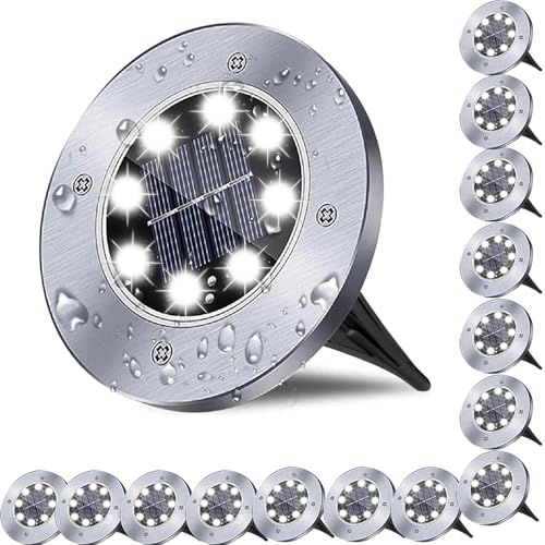 RAYOLON SOLAR GROUND LIGHT WATERPROOF GARDEN (16 PACK WHITE LIGHT) - WHITE LIGHT - Like New