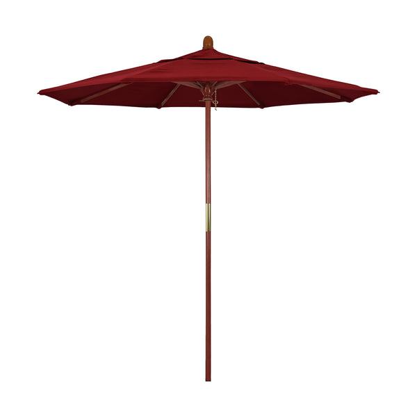 CALIFORNIA UMBRELLA 7.5' ROUND HARDWOOD FRAME MARKET UMBRELLA - OLEFIN RED - Like New