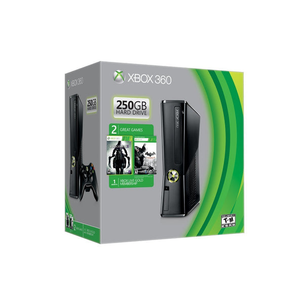 MICROSOFT XBOX 360 SLIM 250GB WIFI GAME CONSOLE BUNDLE BLACK R9G
