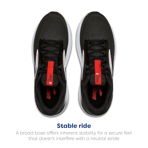 BROOKS MEN’S GHOST MAX 2 RUNNING AND WALKING SHOES BLACK/WHITE/FIERY RED 10.5 - Like New