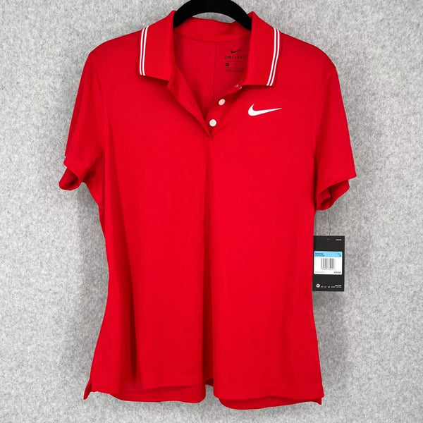 NIKE WOMENS VICTORY DRI-FIT POLO SHIRT - SIZE: WOMEN M - RED - Brand New