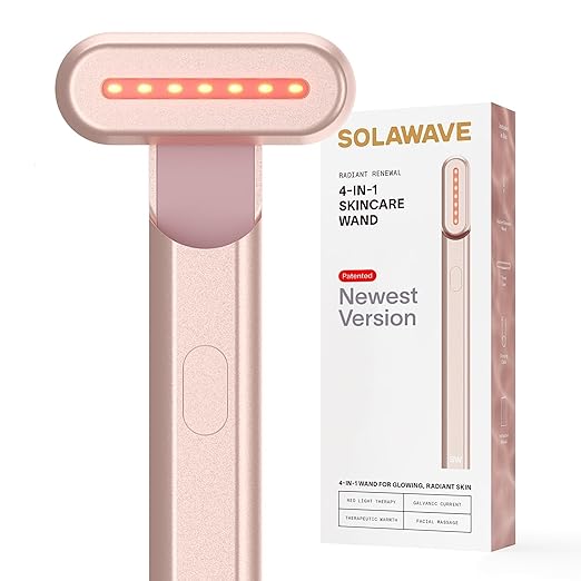 Solawave 4-in-1 Radiant Renewal Facial Wand Red Light Therapy 5327KY - Rose Gold Like New