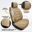 Universal Faux Leather Car Seat Covers Front Pair MARVLOSV, Anti-Slip, Beige - Like New