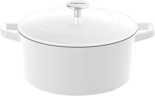 Cuisinart 5.5 QT. Round Cast Iron Casserole - Glossy White Like New