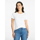 TIME AND TRU WOMEN'S COTTON CREWNECK TEE SHORT SLEEVES - SIZE: XS - VIVID WHITE - Like New
