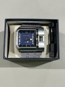 LOOKWORLD ELEGANT MEN'S QUARTZ WATCH WITH LARGE SQUARE DIAL, BLUE FACE - SILVER - Like New